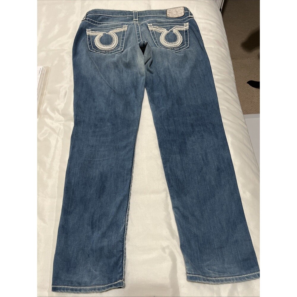 Big Star Jeans Womens 31R 34x31 Blue Distressed Mid Rise Bootcut  Denim